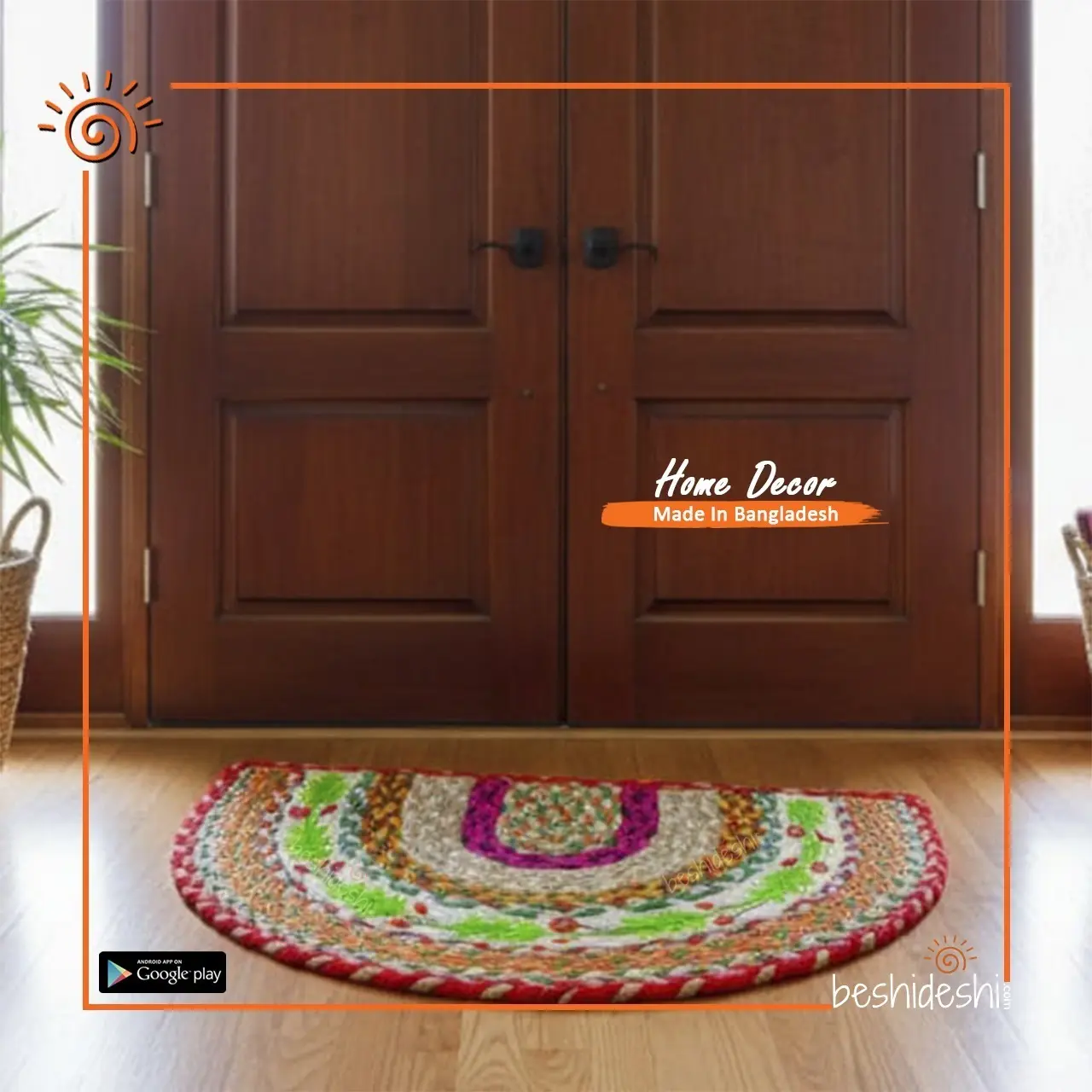 70 Hand Painted Jute Door Mat