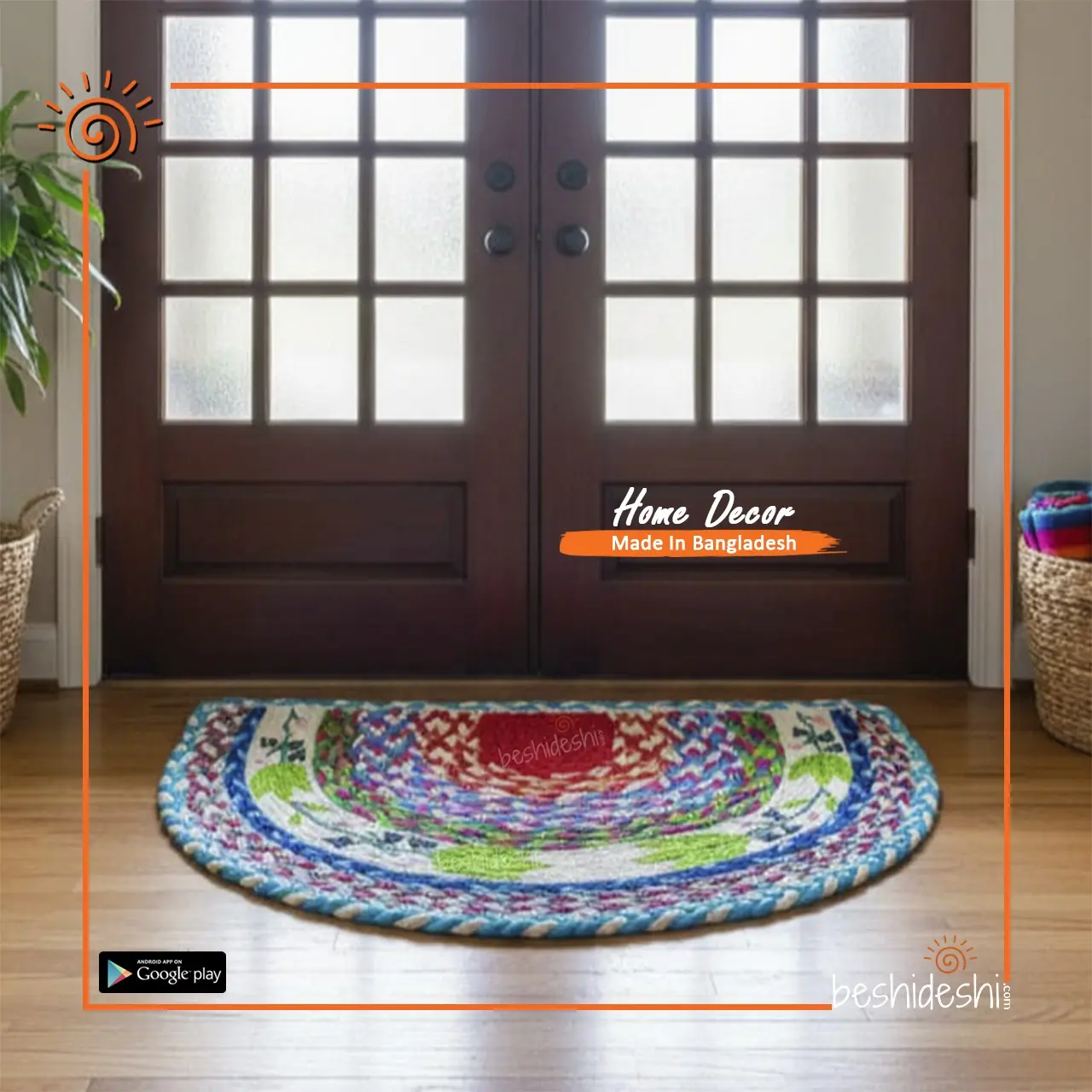 75 Hand Painted Jute Door Mat