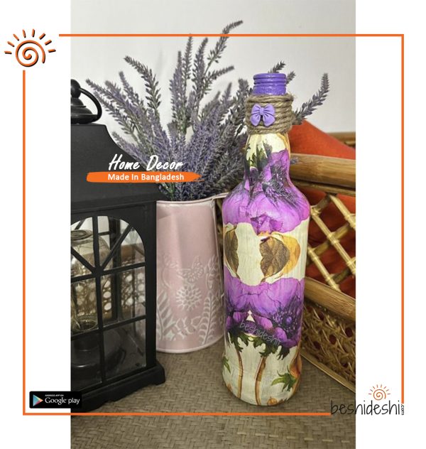 Decoupage Craft on Glass Bottle