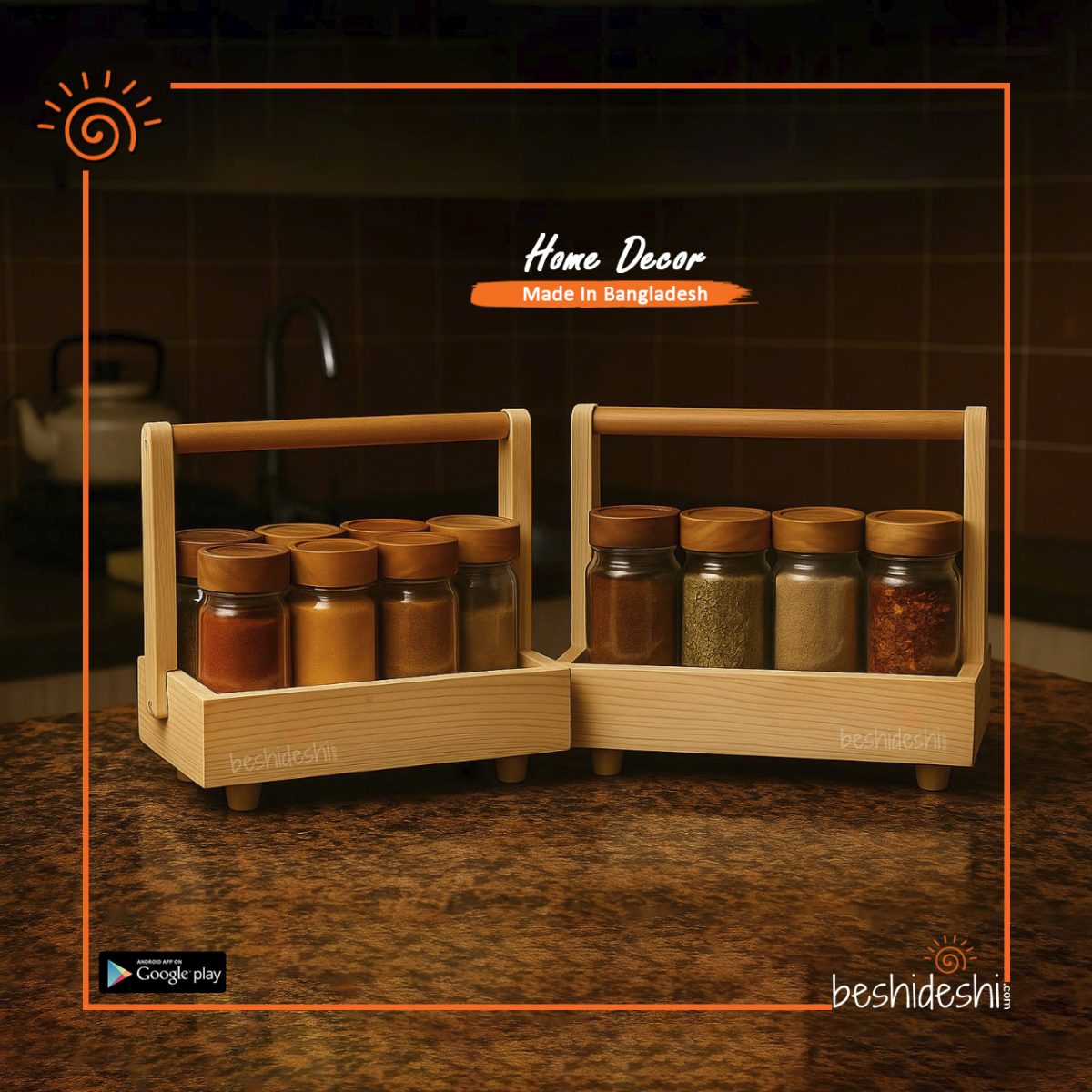 Wooden Spices Jar with Stand