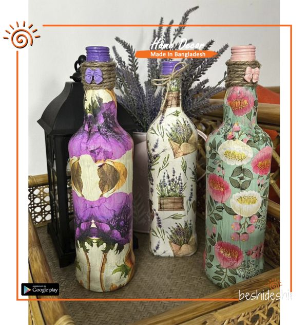 Decoupage Craft on Glass Bottle