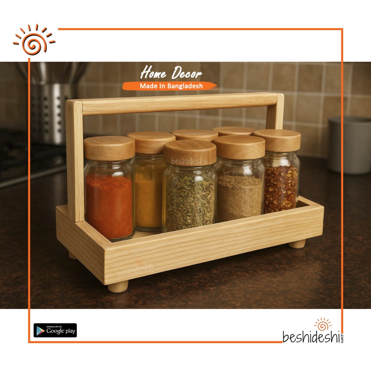 Wooden Spices Jar with Stand