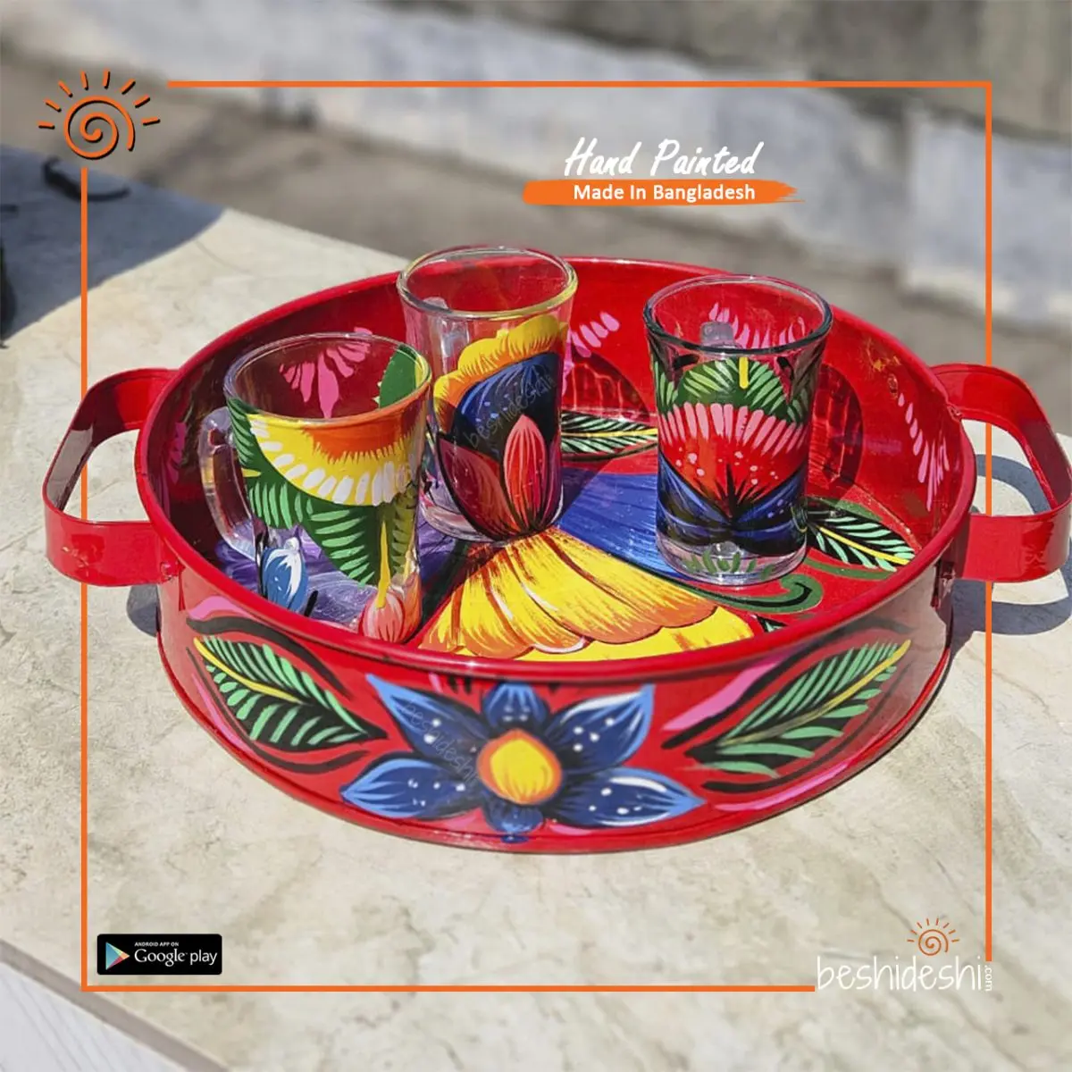 Rickshaw Painted Round Tray