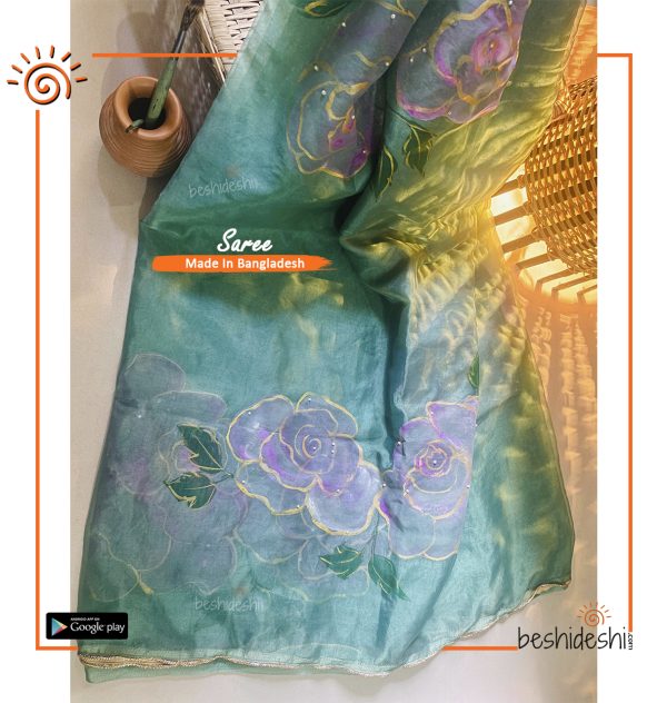 Hand Painted Muslin Saree