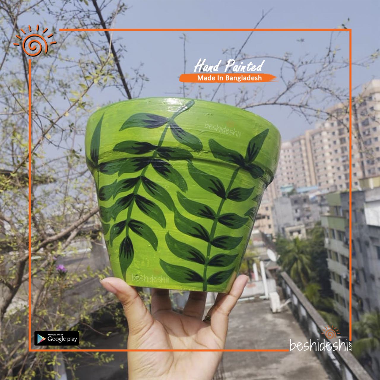 10 Hand Painted Terracotta Pot