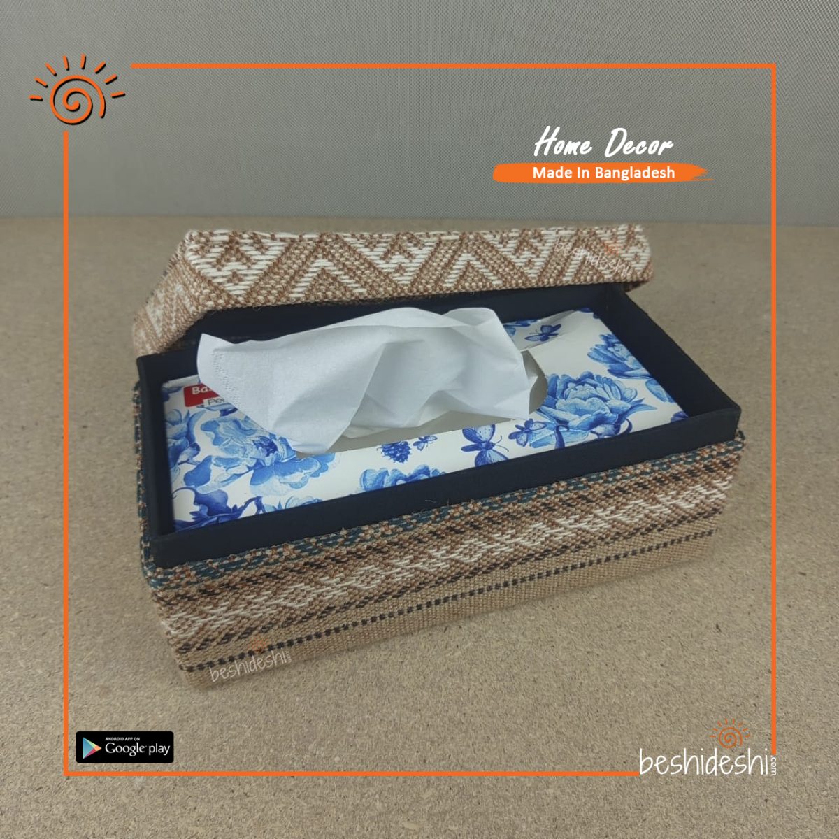 Jamdani Patterned Tissue Box