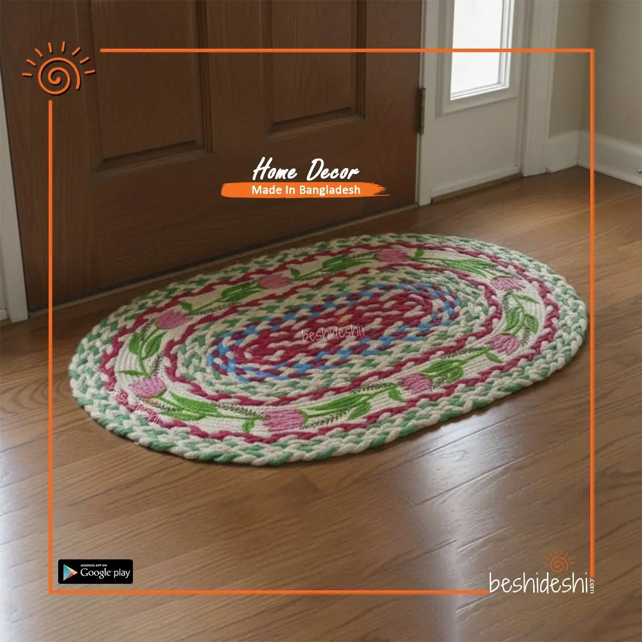 90 Hand Painted Jute Door Mat