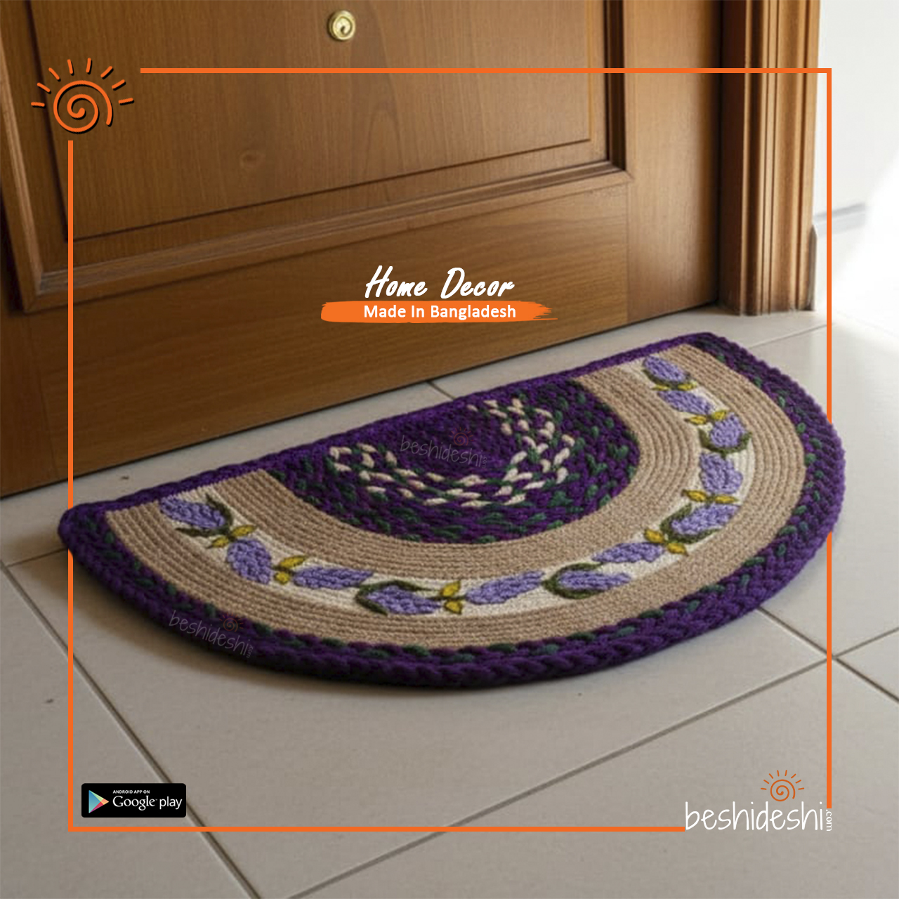 90 Hand Painted Jute Door Mat