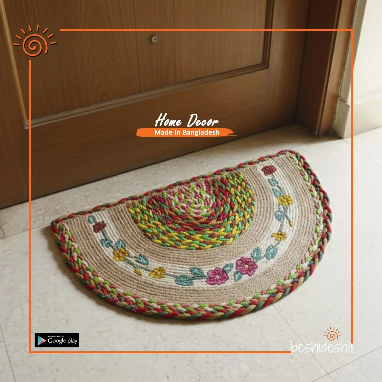 91 Hand Painted Jute Door Mat