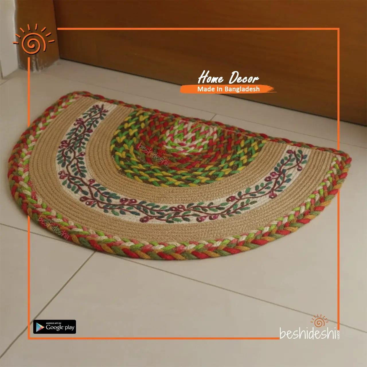 93 Hand Painted Jute Door Mat