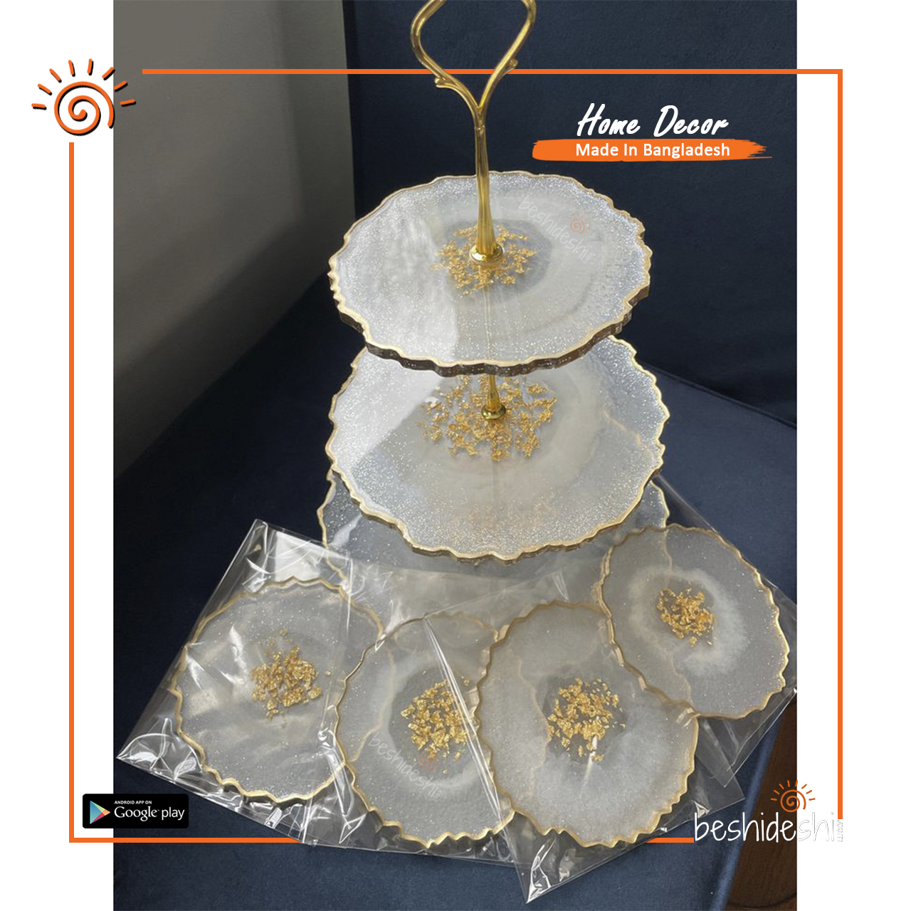 01 Handmade Resin Dessert Showcase Stand