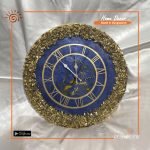Handmade Resin Wall Clock Golden Blue
