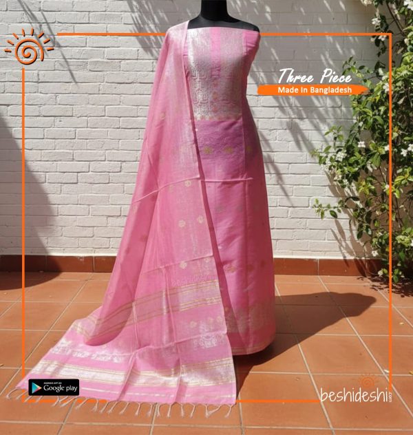 Hand loom Jamdani Three-piece