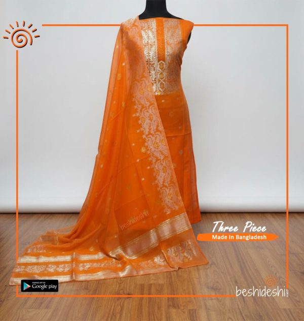 Hand loom Jamdani Three-piece