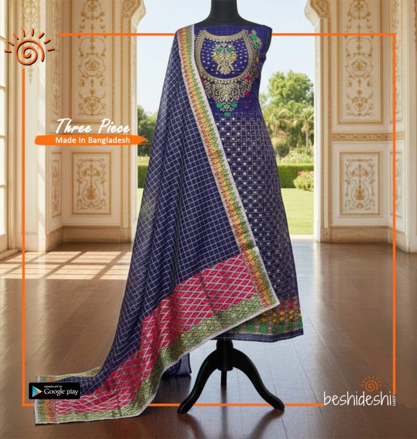 Power loom Jamdani Three-piece