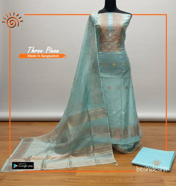Hand loom Jamdani Three-piece
