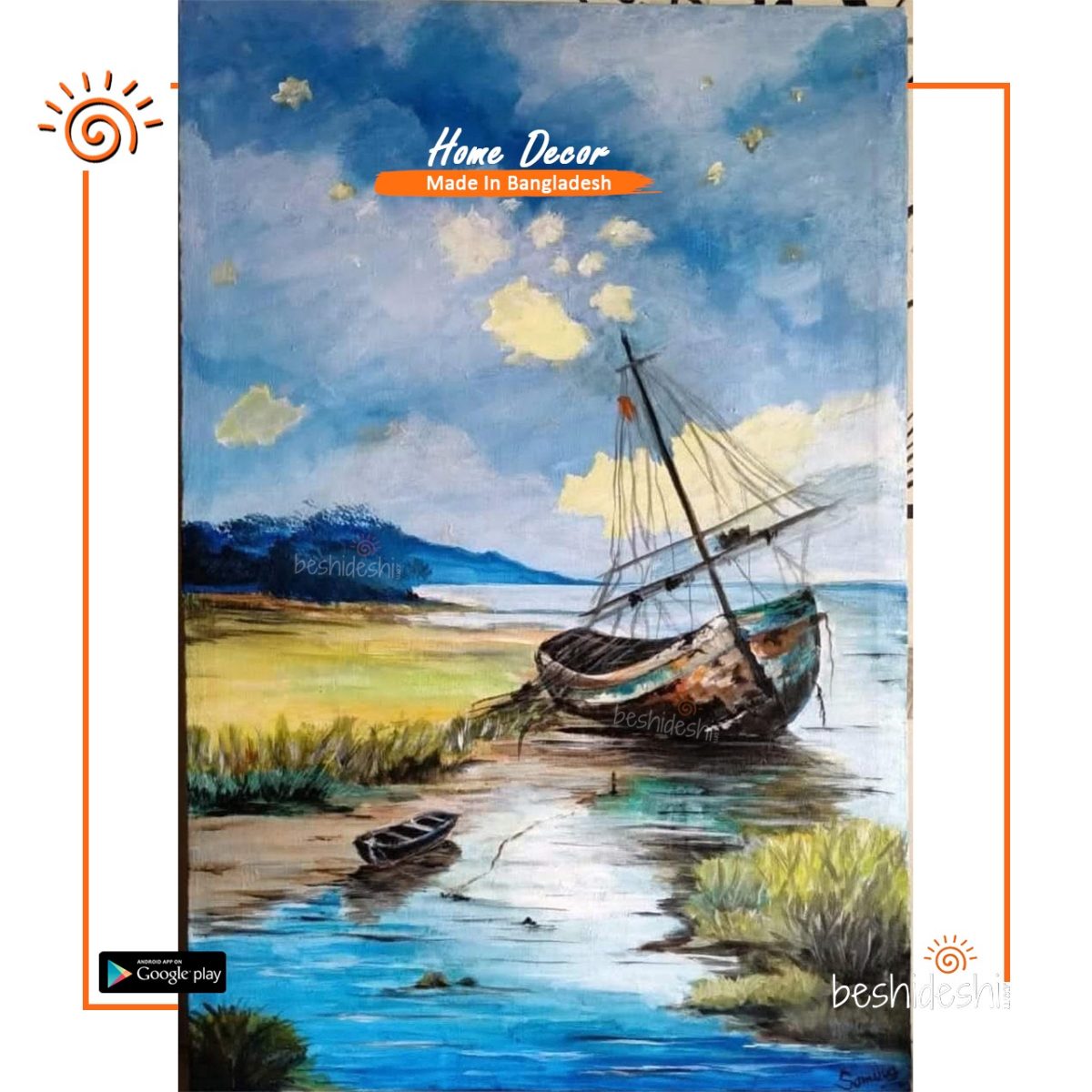 "Ship-wrecked Beneath The Mournful Clouds" Hand Painted Canvas