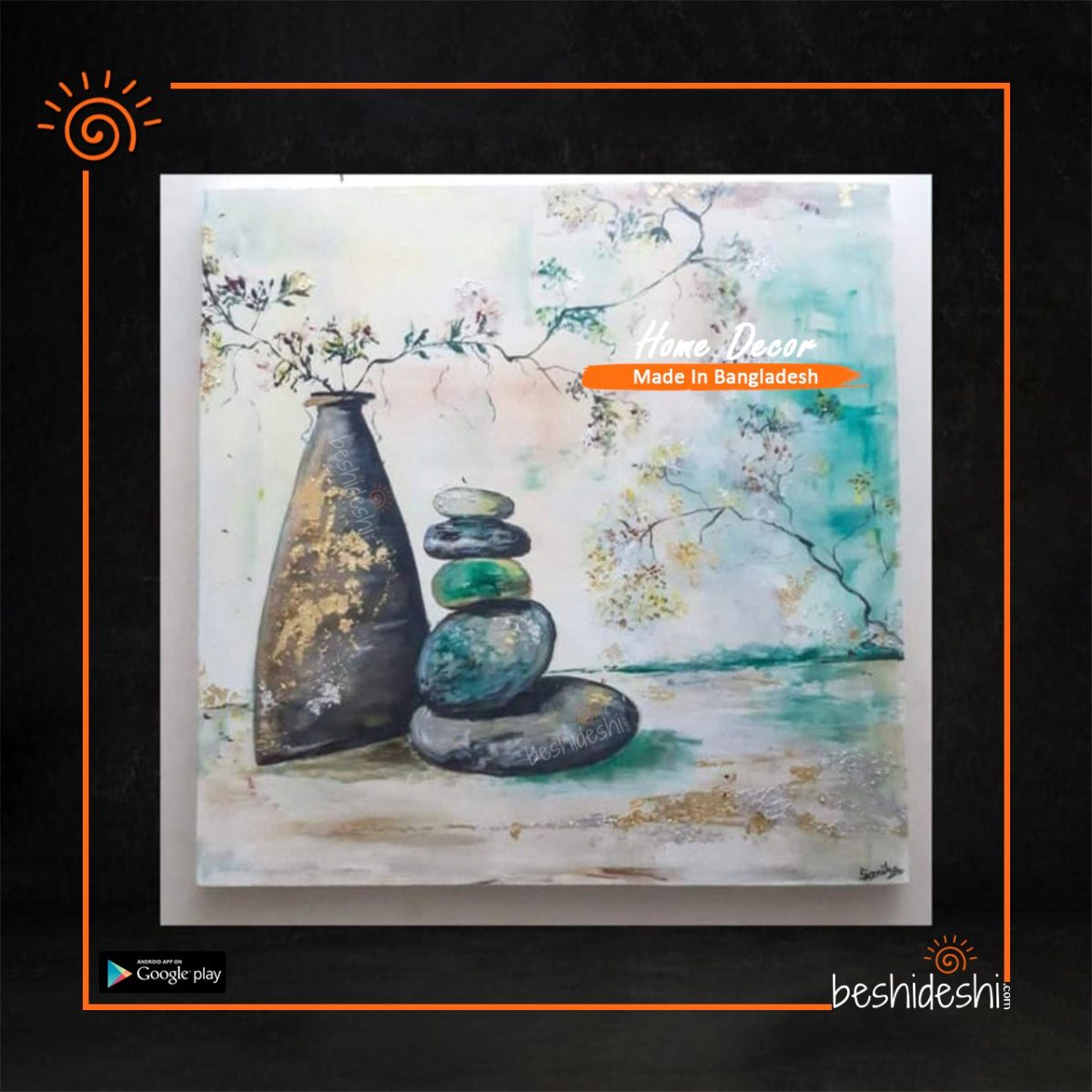 "Japanese Wabi-Sabi Themed" Hand Painted Canvas