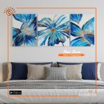 "Blue Petals" Hand Painted Canvas Set