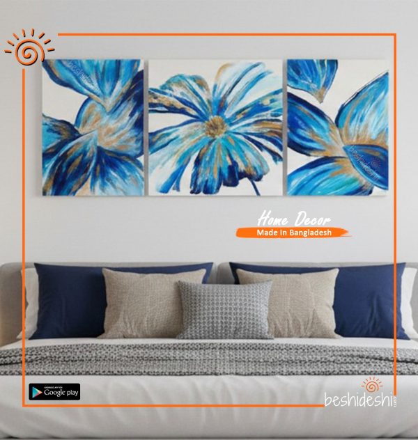 "Blue Petals" Hand Painted Canvas Set