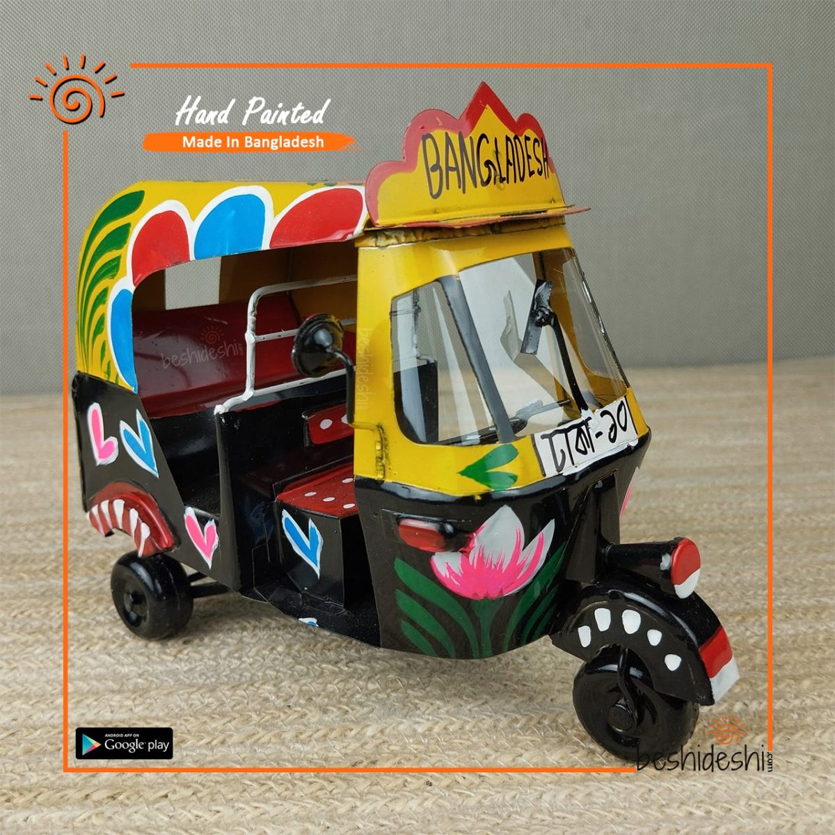 Hand Painted Miniature Baby Taxi