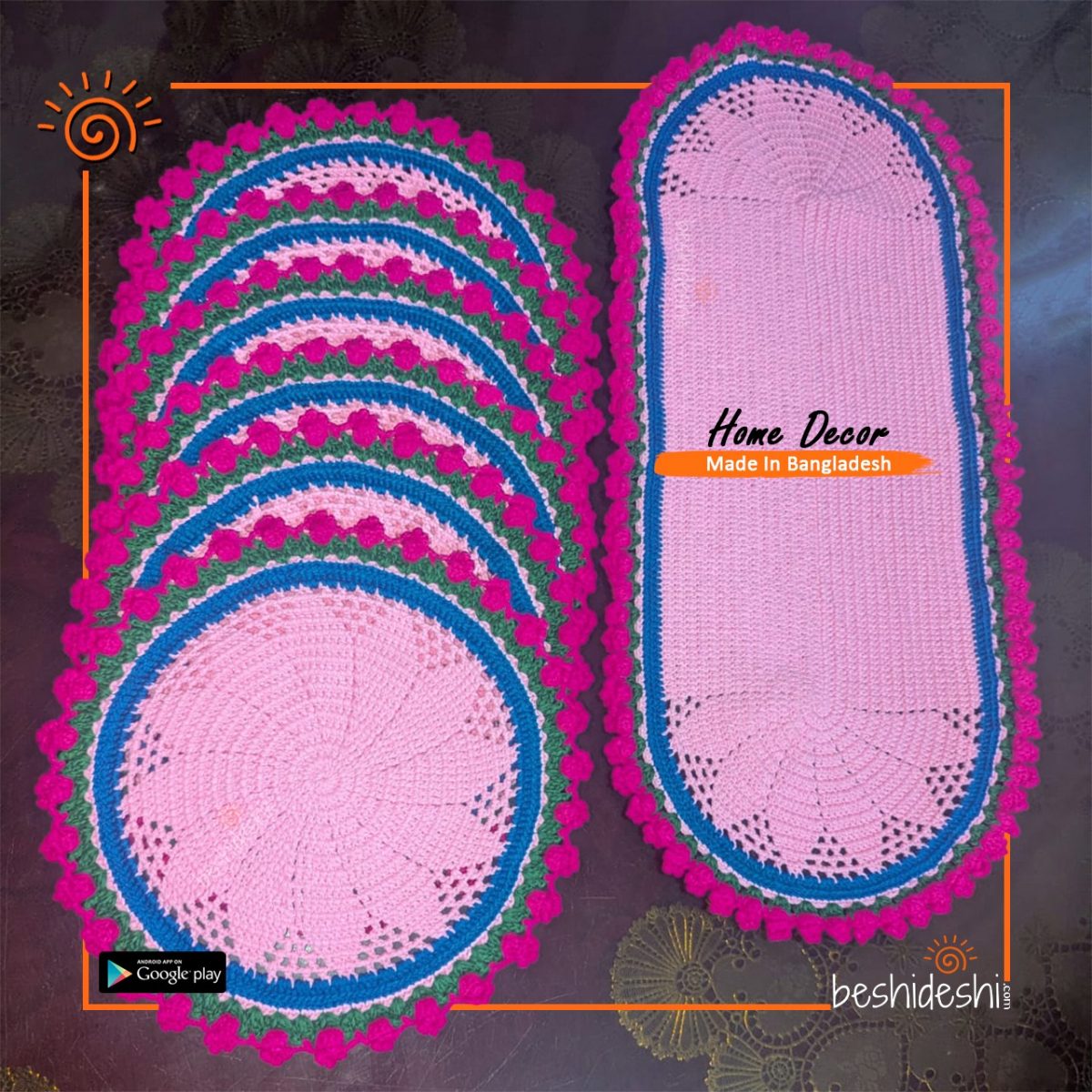 Crochet Table Runner Set (8 Pcs)