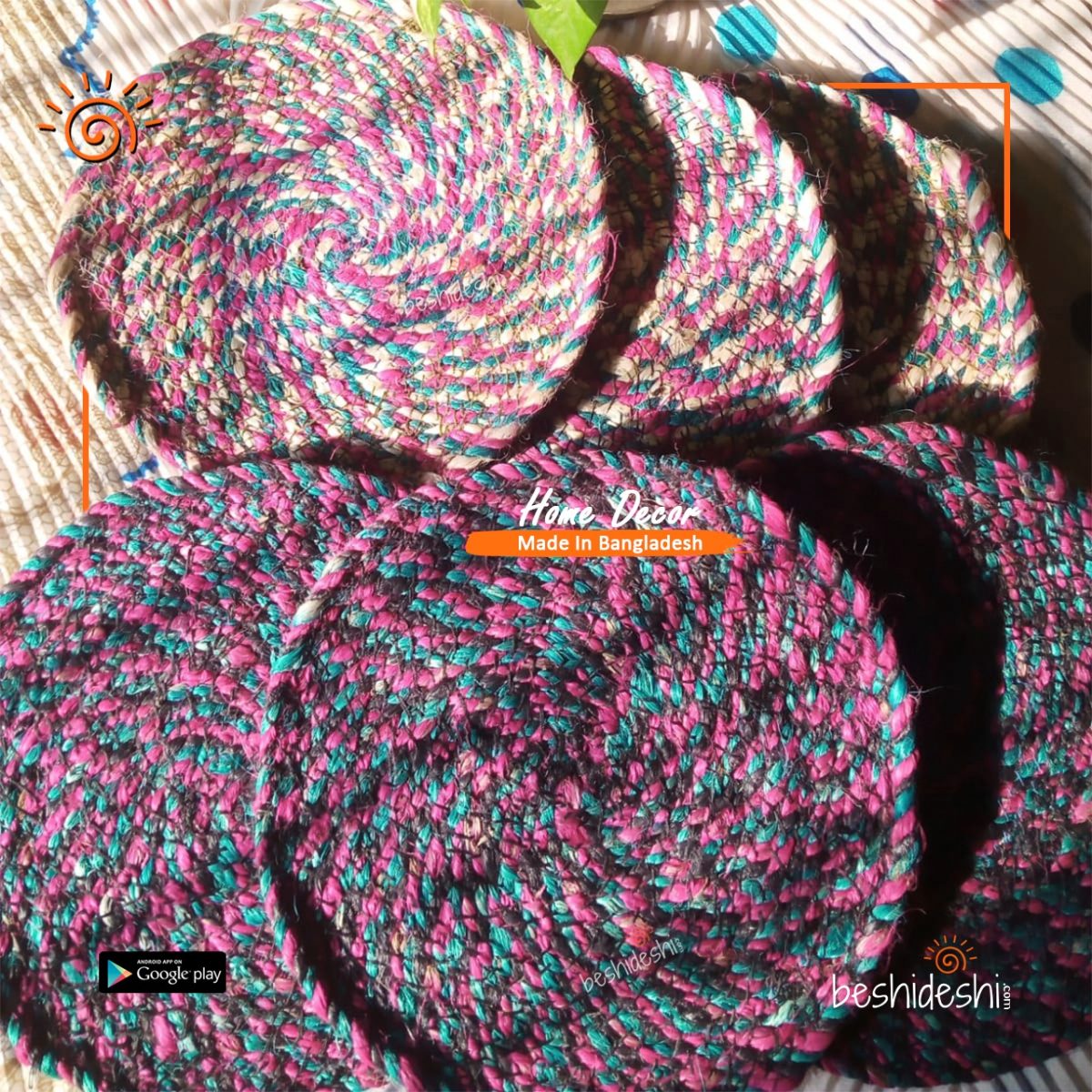 Round Jute Coaster Set