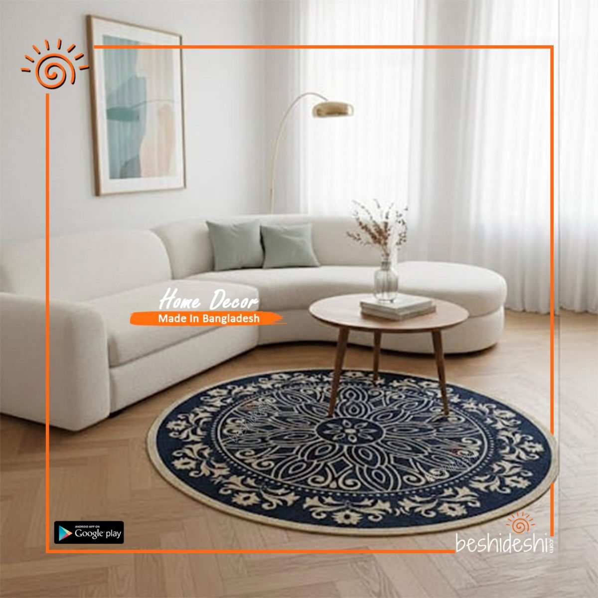 Bohemian Mandala Jute Rug