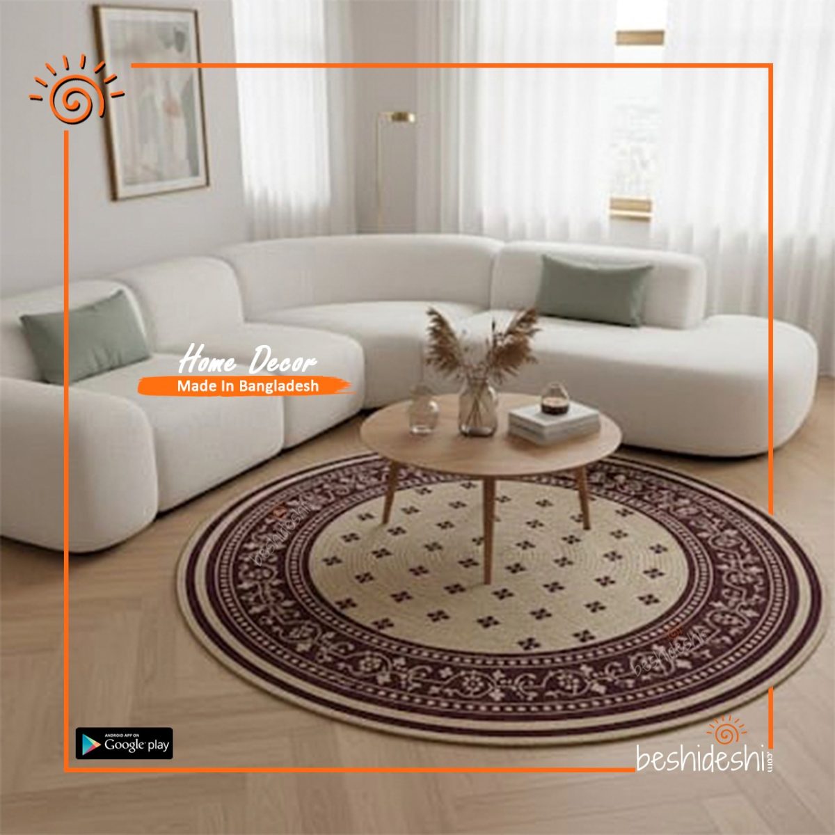 Bohemian Mandala Jute Rug