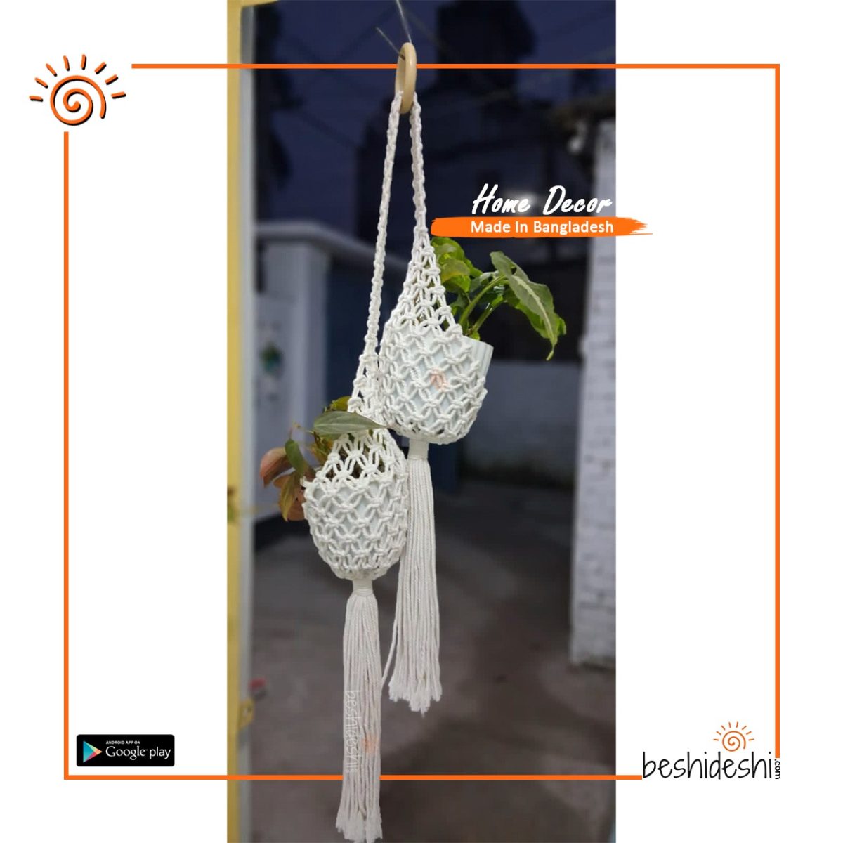 Macramé Net Double Planter Pot Hanger