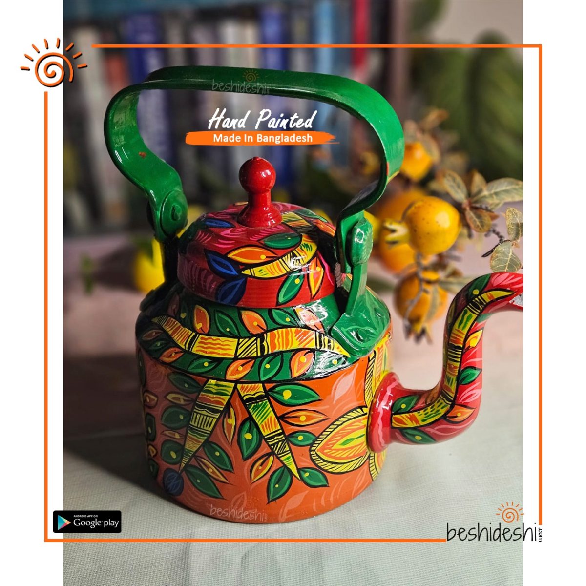 Trendy Hand Painted Kettle with Hurricane Set