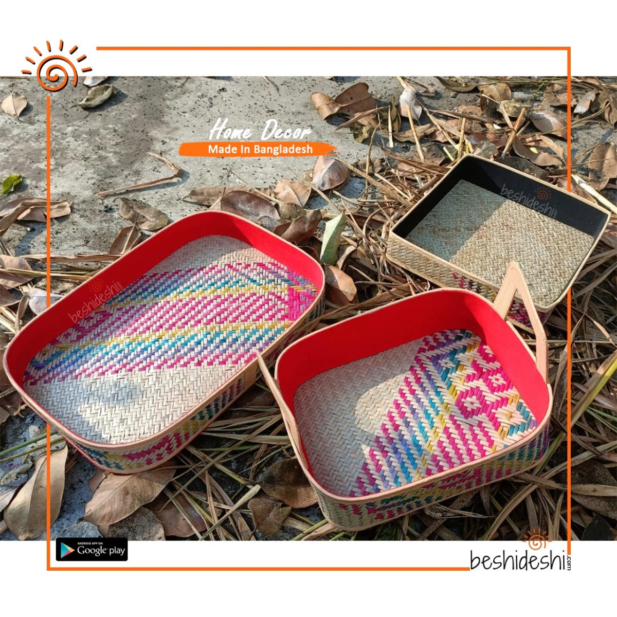 Square Shitolpati Tray