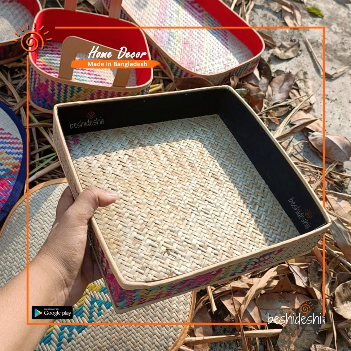 Square Shitolpati Tray