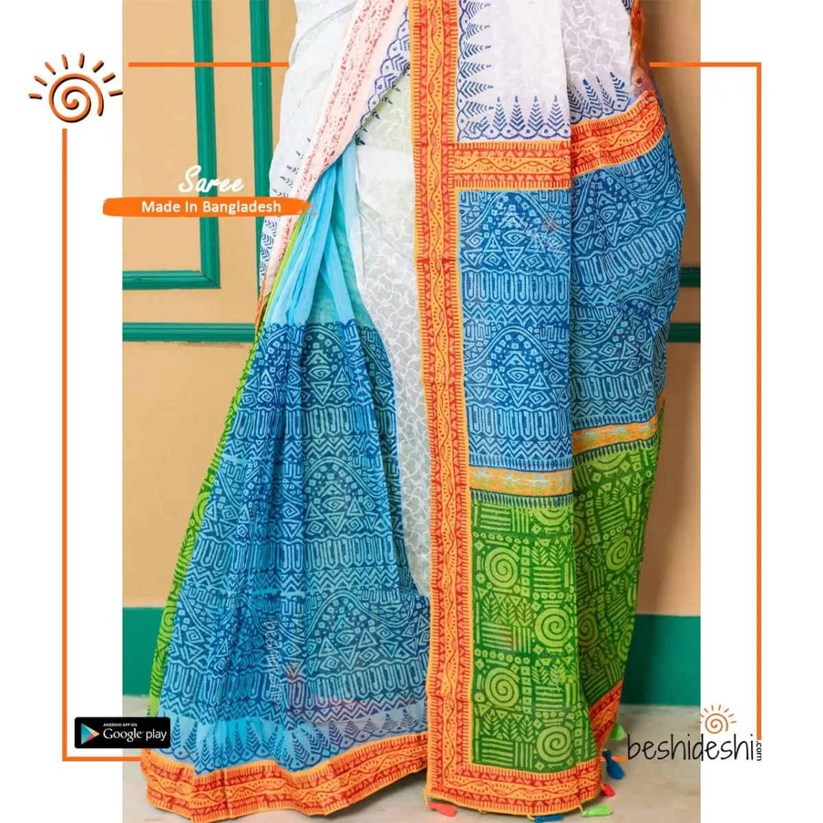 Shubhra Half Silk Block Print Saree