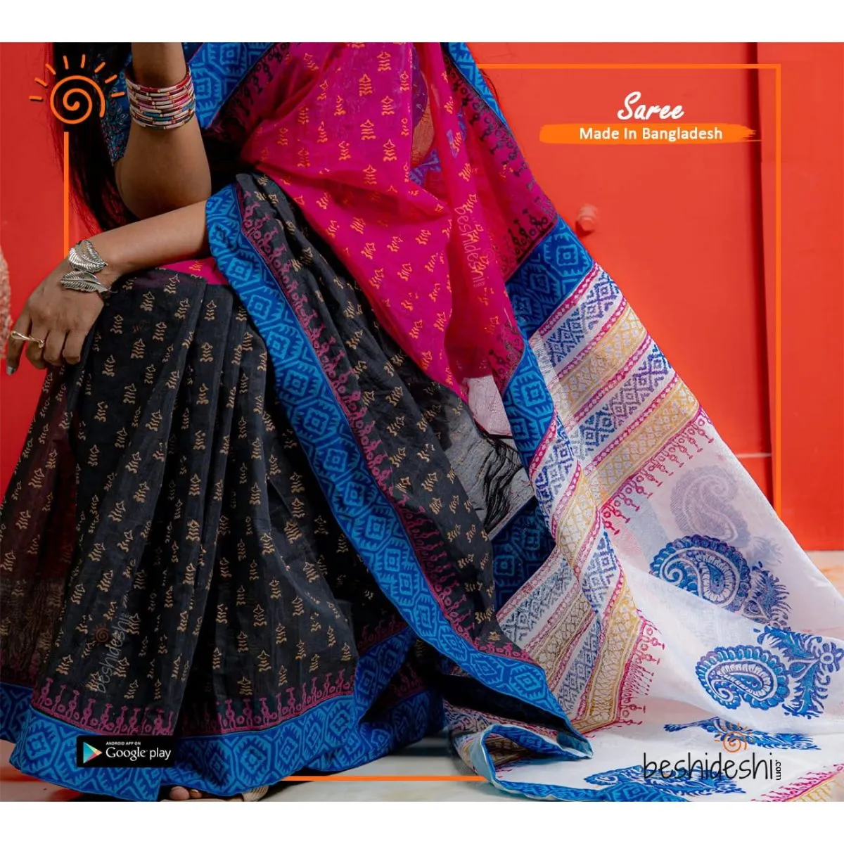 Mohua Half Silk Block Print Saree