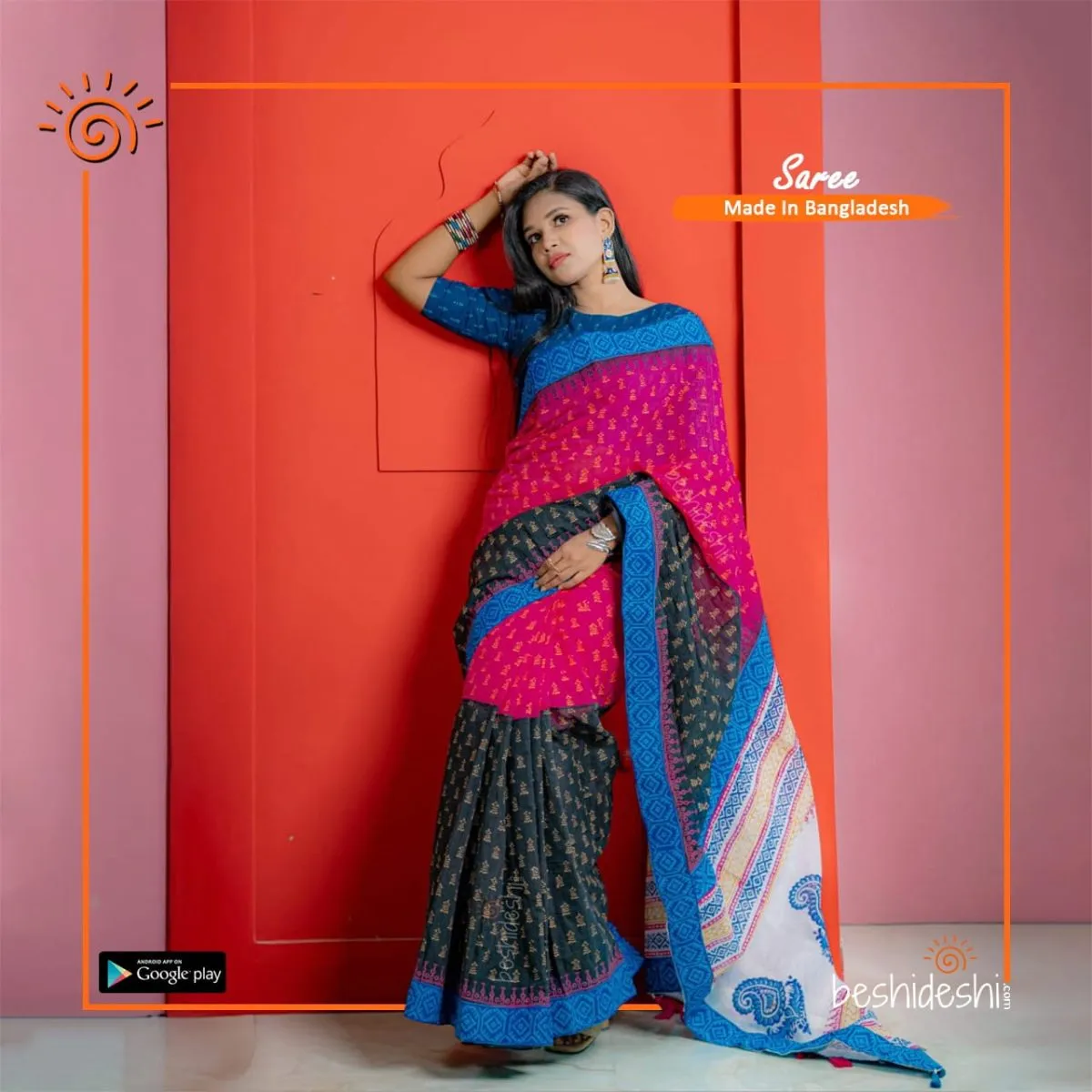 Mohua Half Silk Block Print Saree