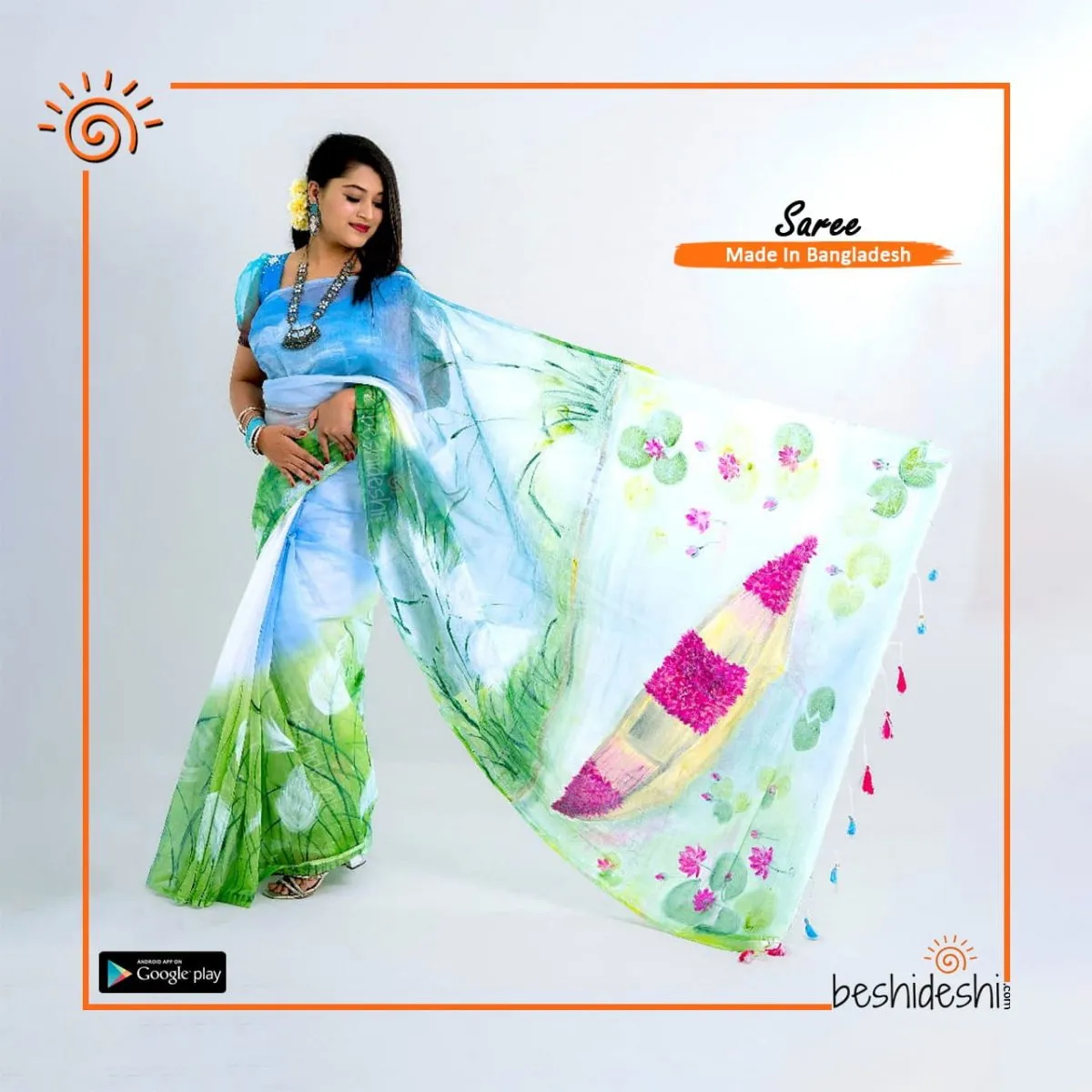 Shorot Hand Painted Muslin Saree