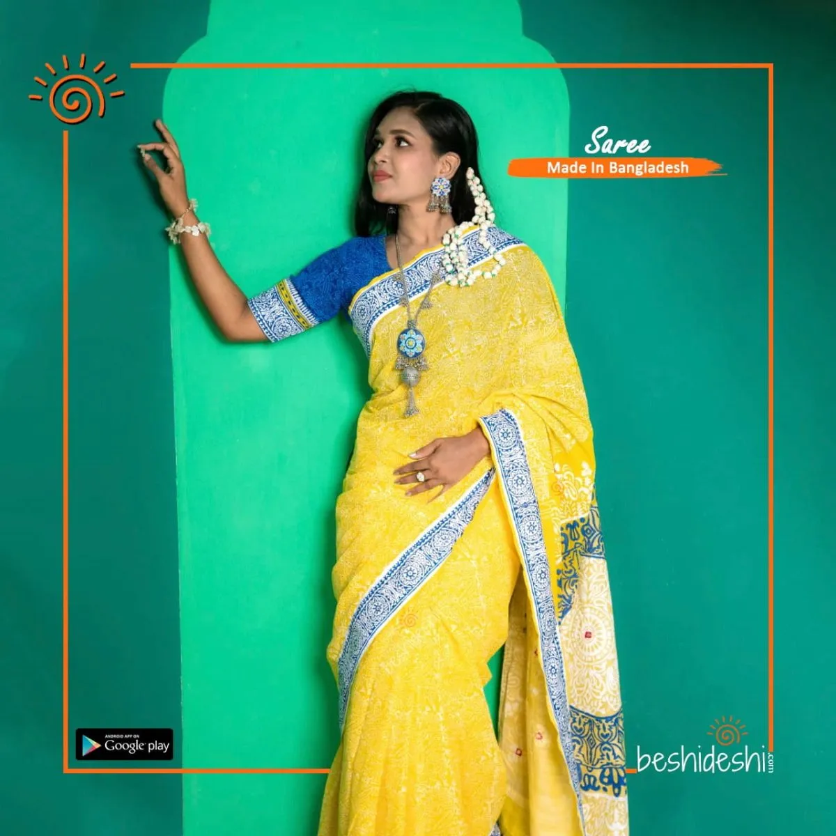 Aduri Cotton Block Print Saree