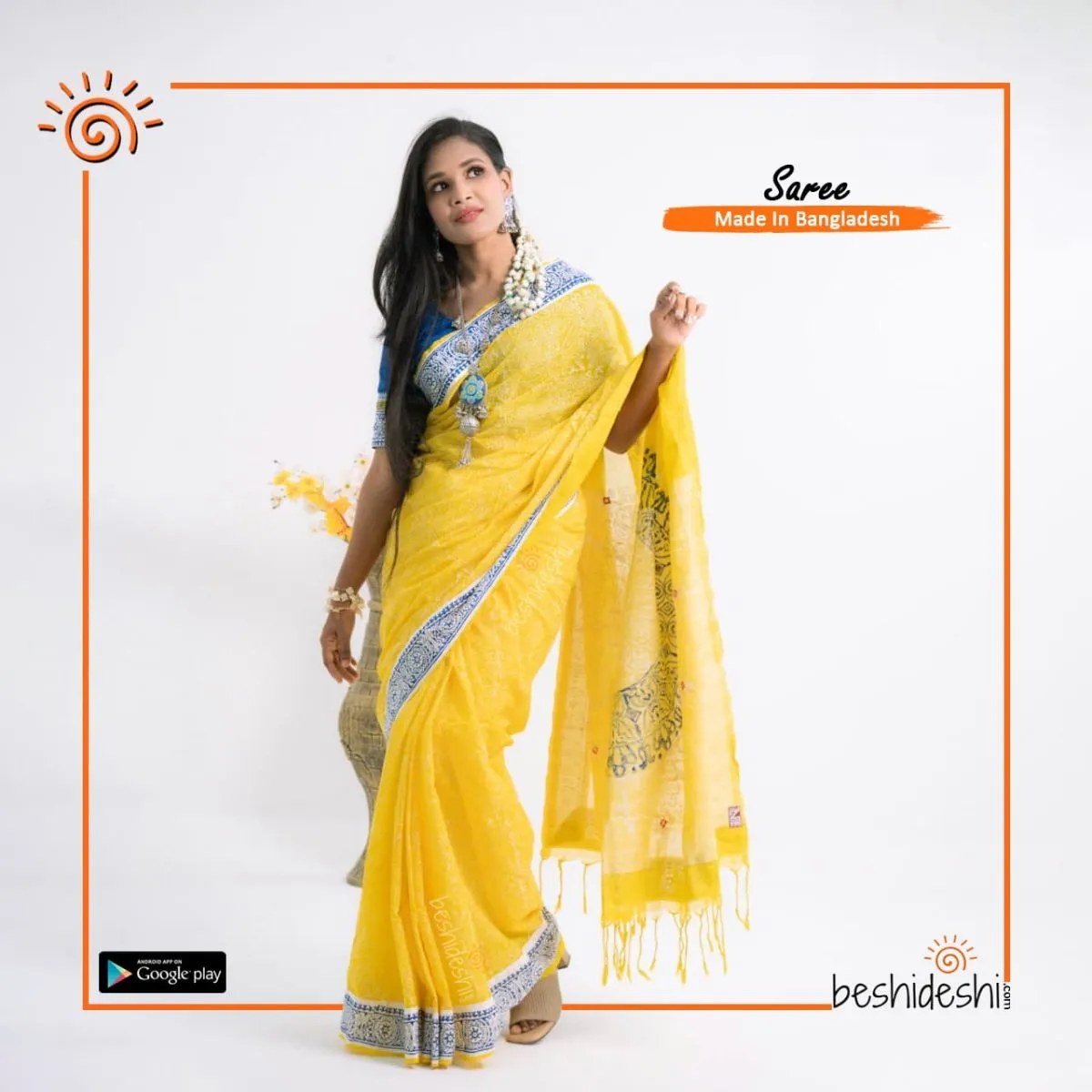 Aduri Cotton Block Print Saree