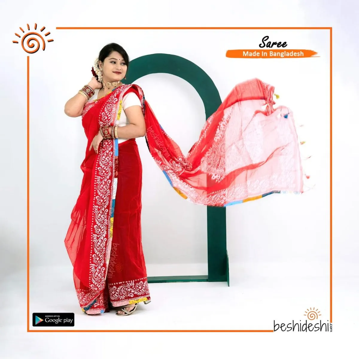 Alpana Semi Muslin Block Print Saree