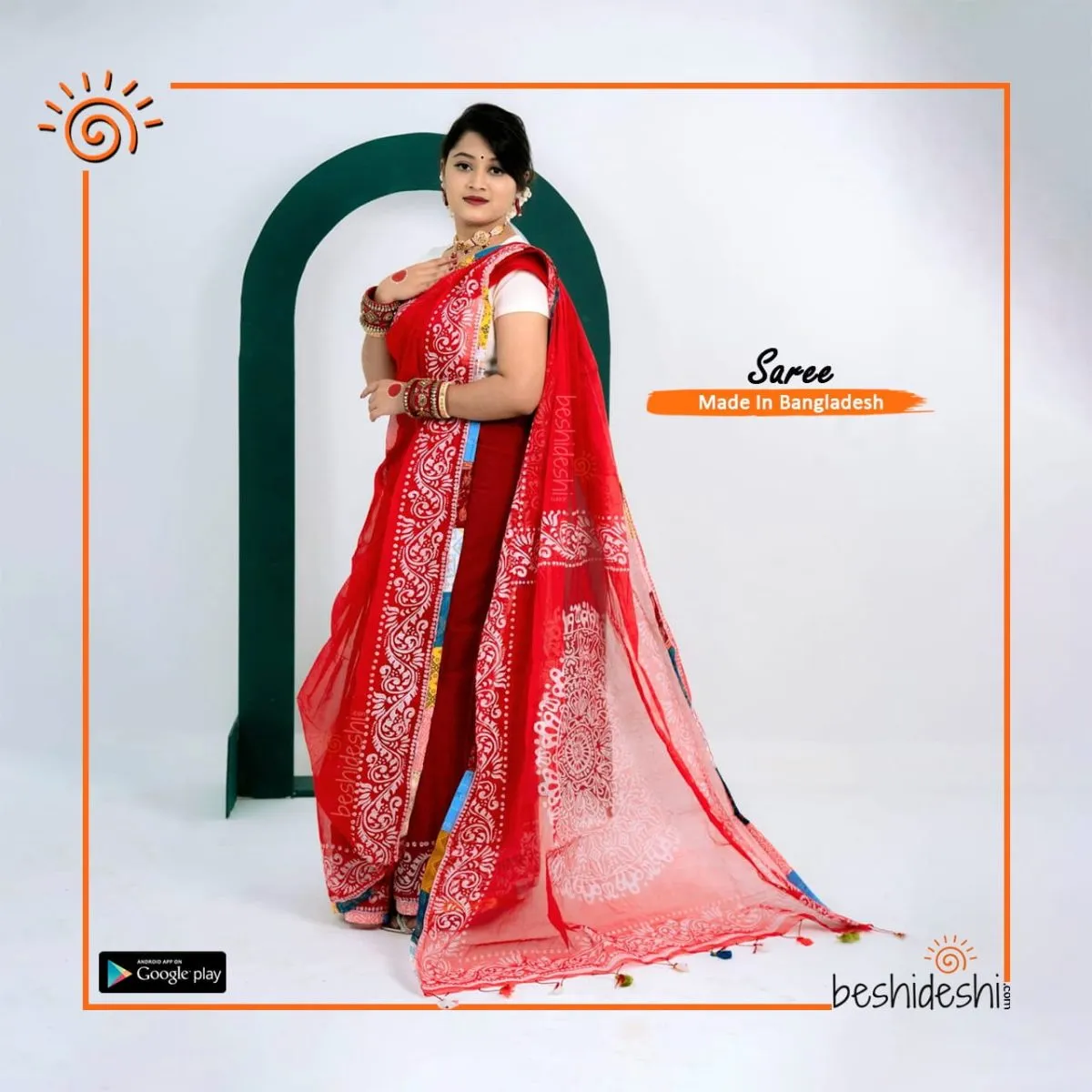 Alpana Semi Muslin Block Print Saree