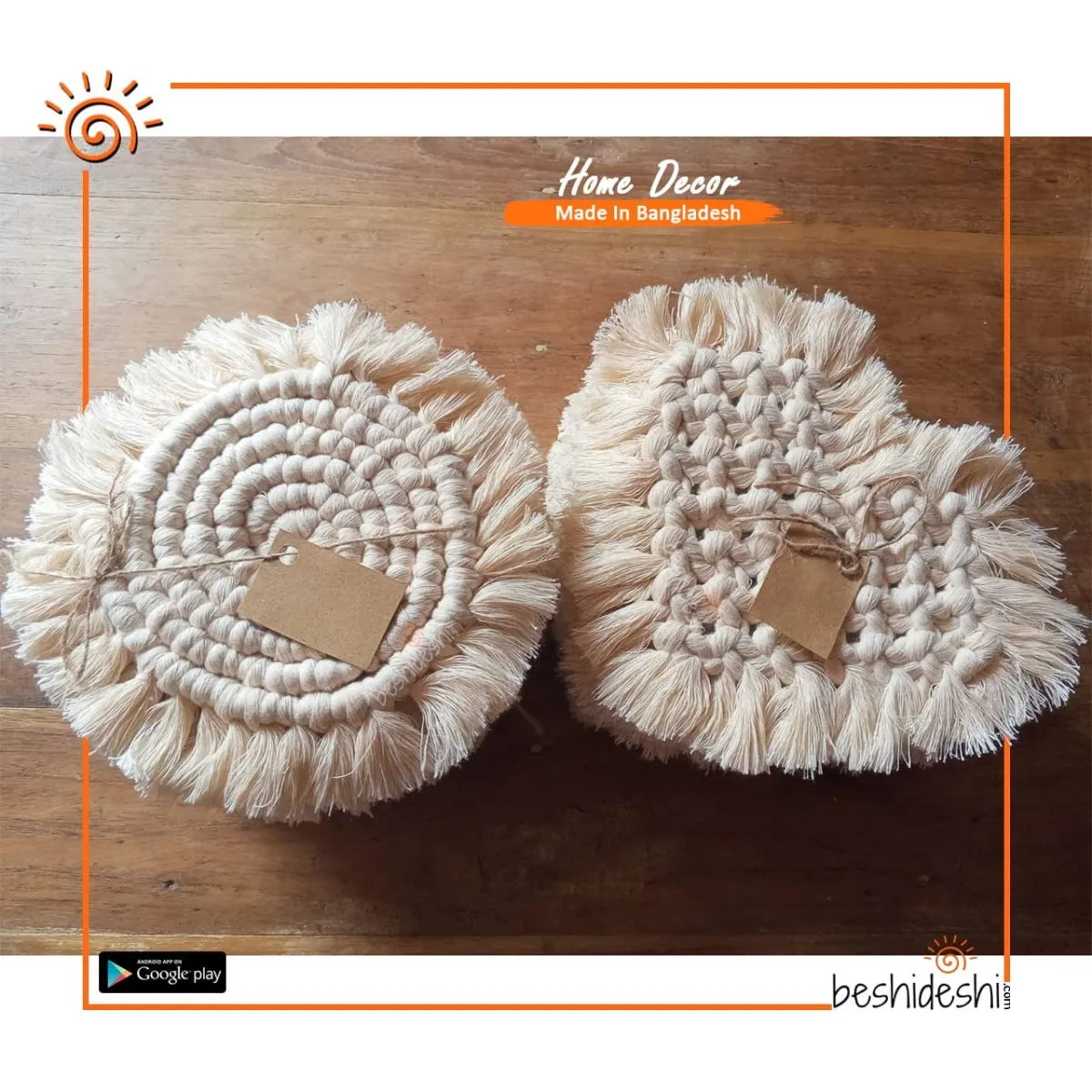 Heart Macrame Coaster Set