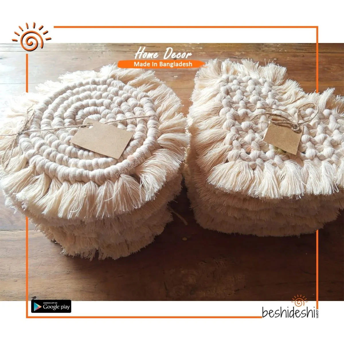 Heart Macrame Coaster Set