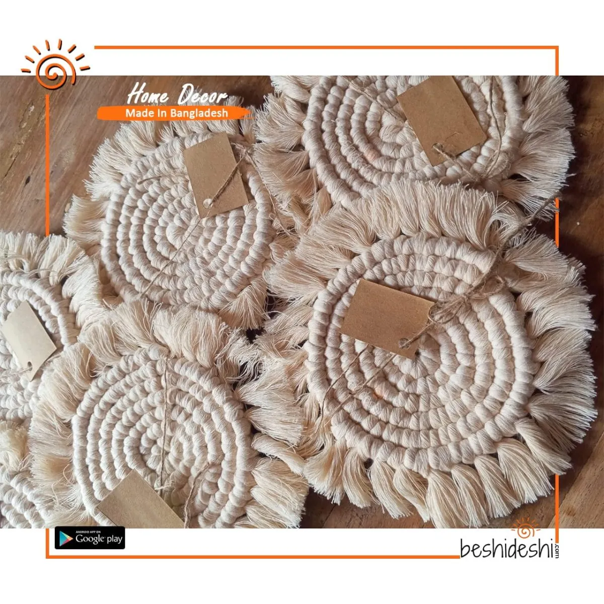 Round Macrame Coil Coaster Set