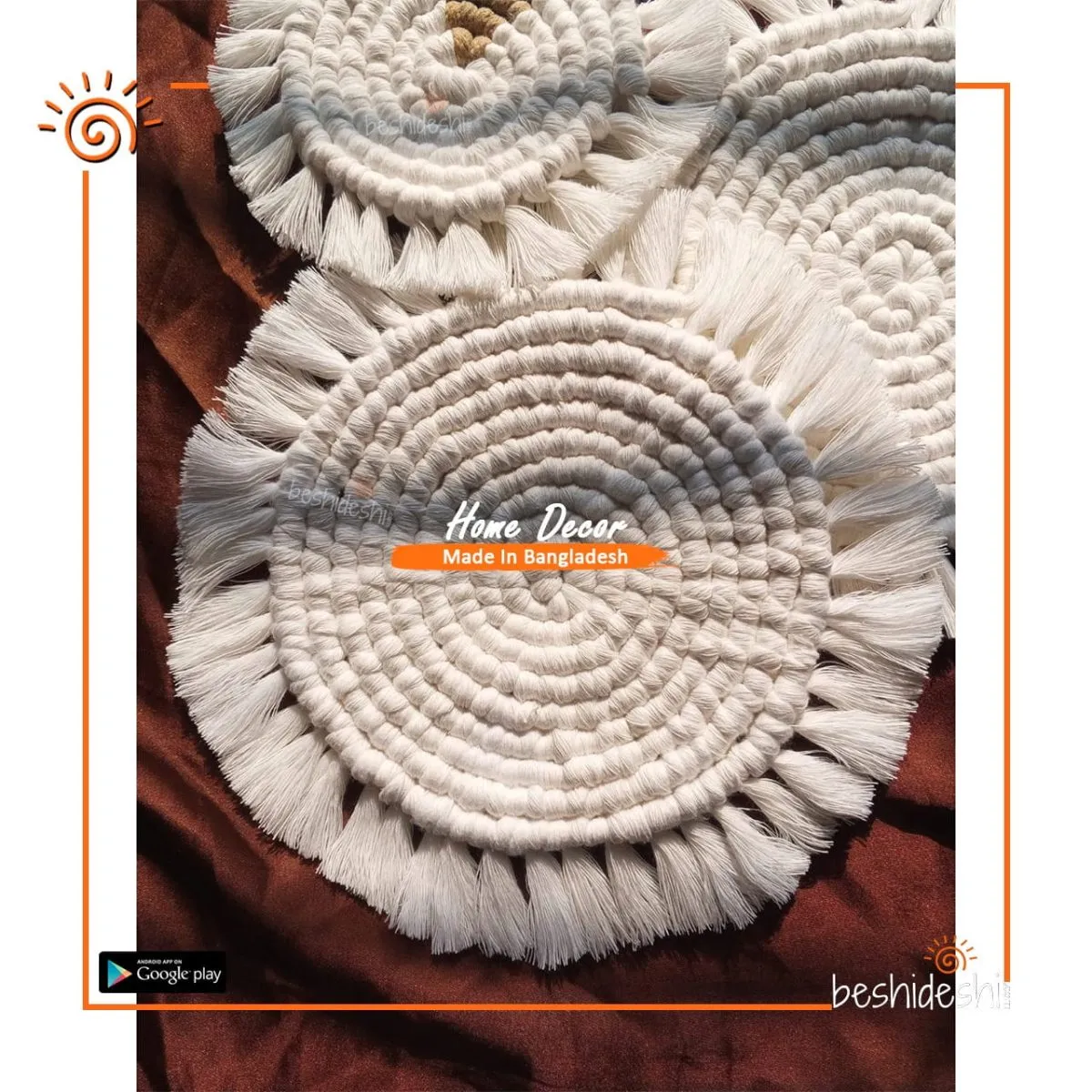 Round Macrame Coil Placemat Set