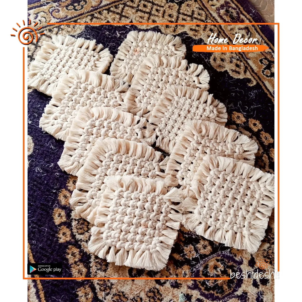 WhatsApp Image 2026-06-07 at 5.56.57 PM Square Macrame Coaster Set