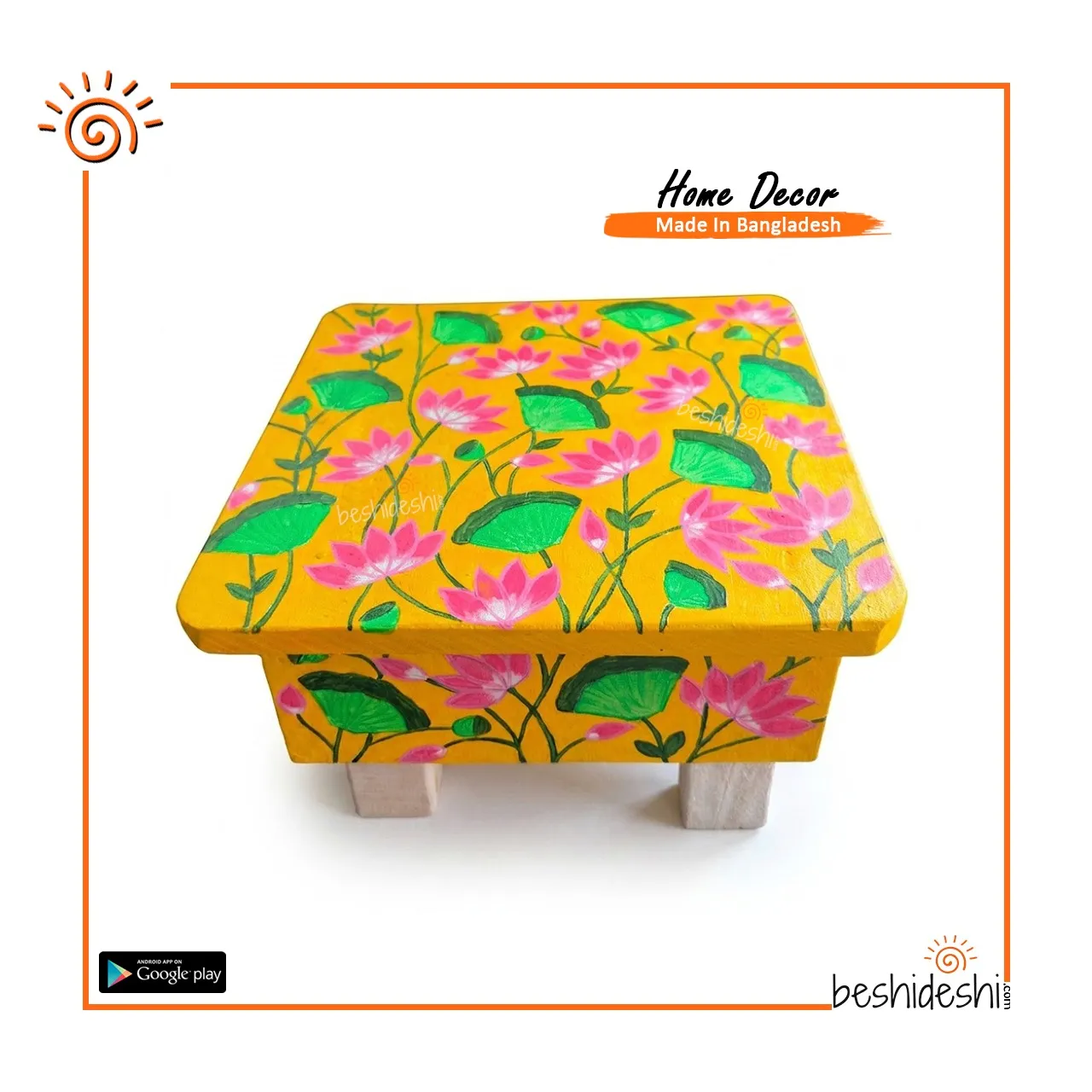 WhatsApp Image 2026-06-10 at 12.25.28 PM Hand Painted Wooden Stool/Jolchoki
