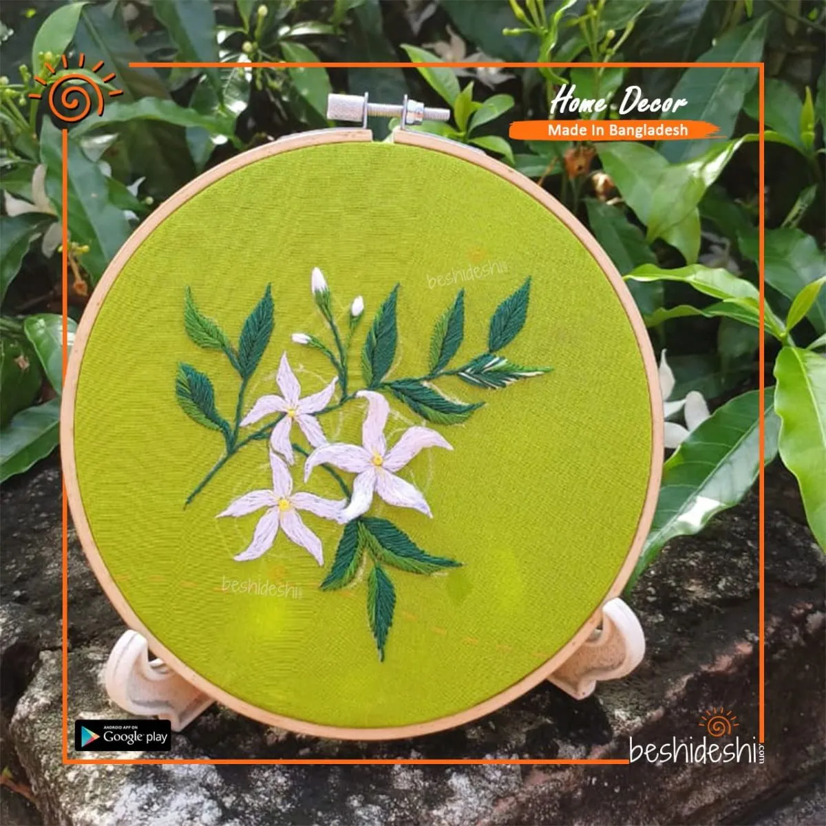 3D Hand Embroidery Hoop Art