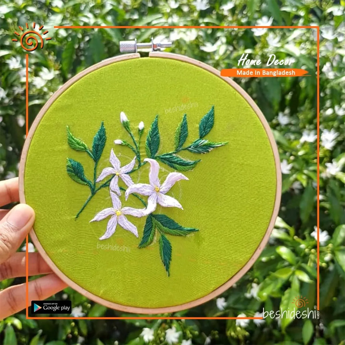3D Hand Embroidery Hoop Art