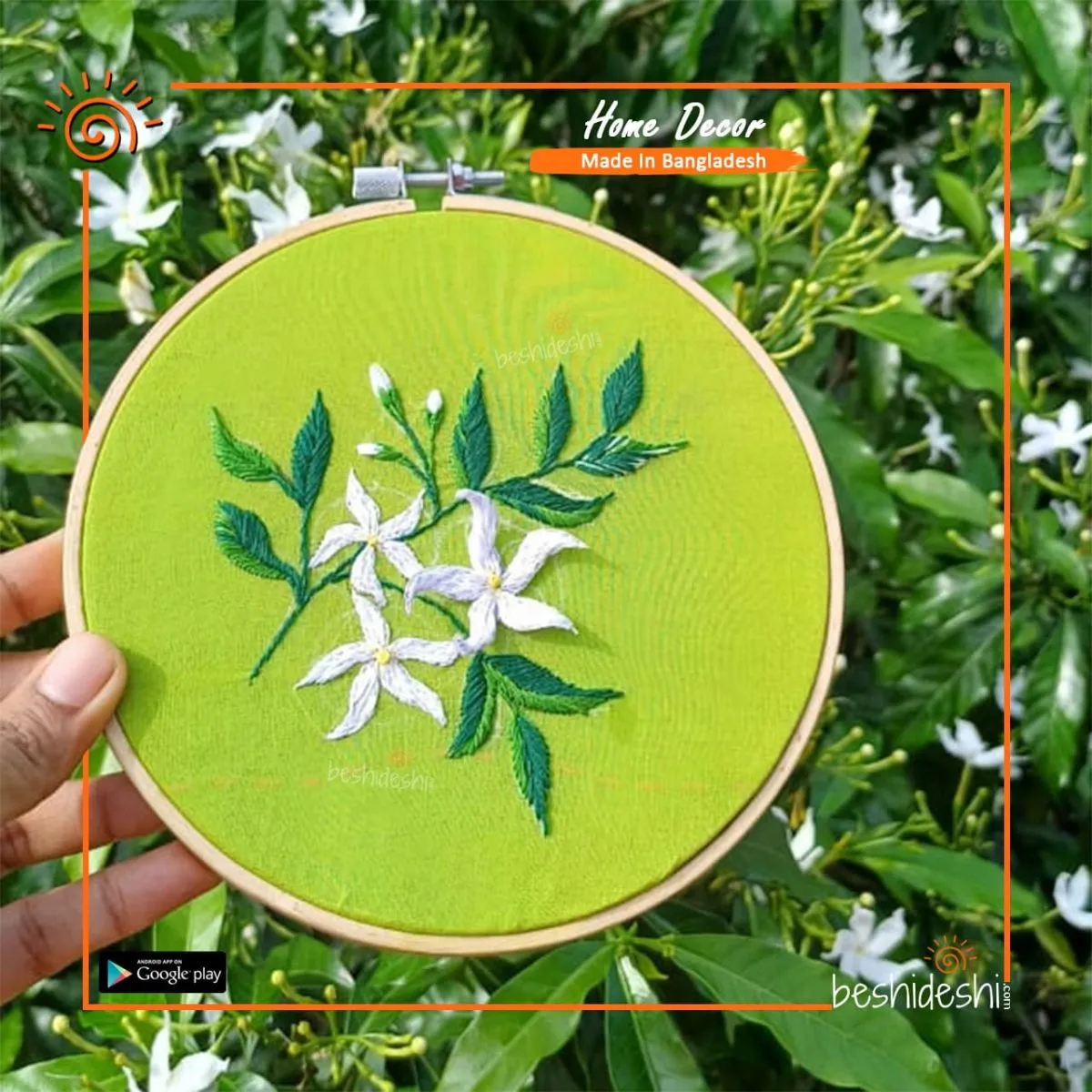 3D Hand Embroidery Hoop Art